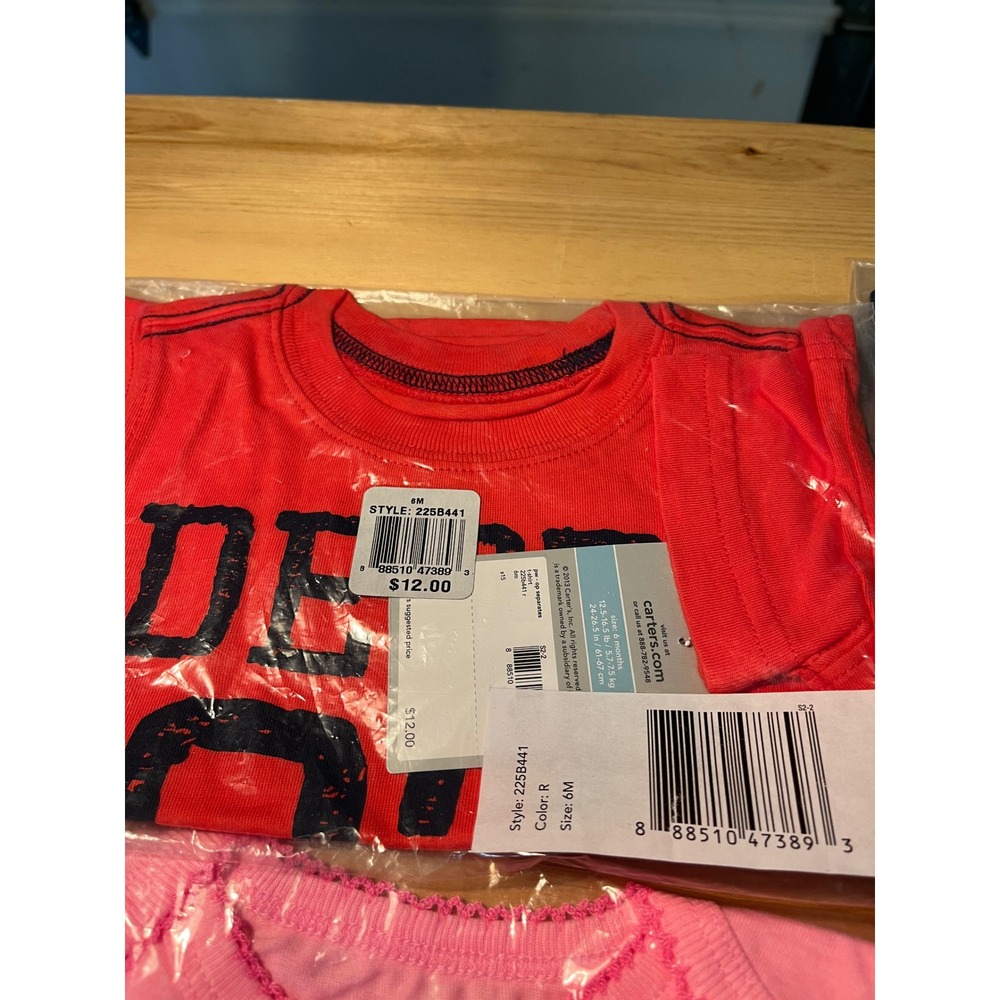 NWT Carters Jumping Beans Baby Tops Bundle 3-6M Bodysuits Graphic Tees 4pc - Picture 5 of 6